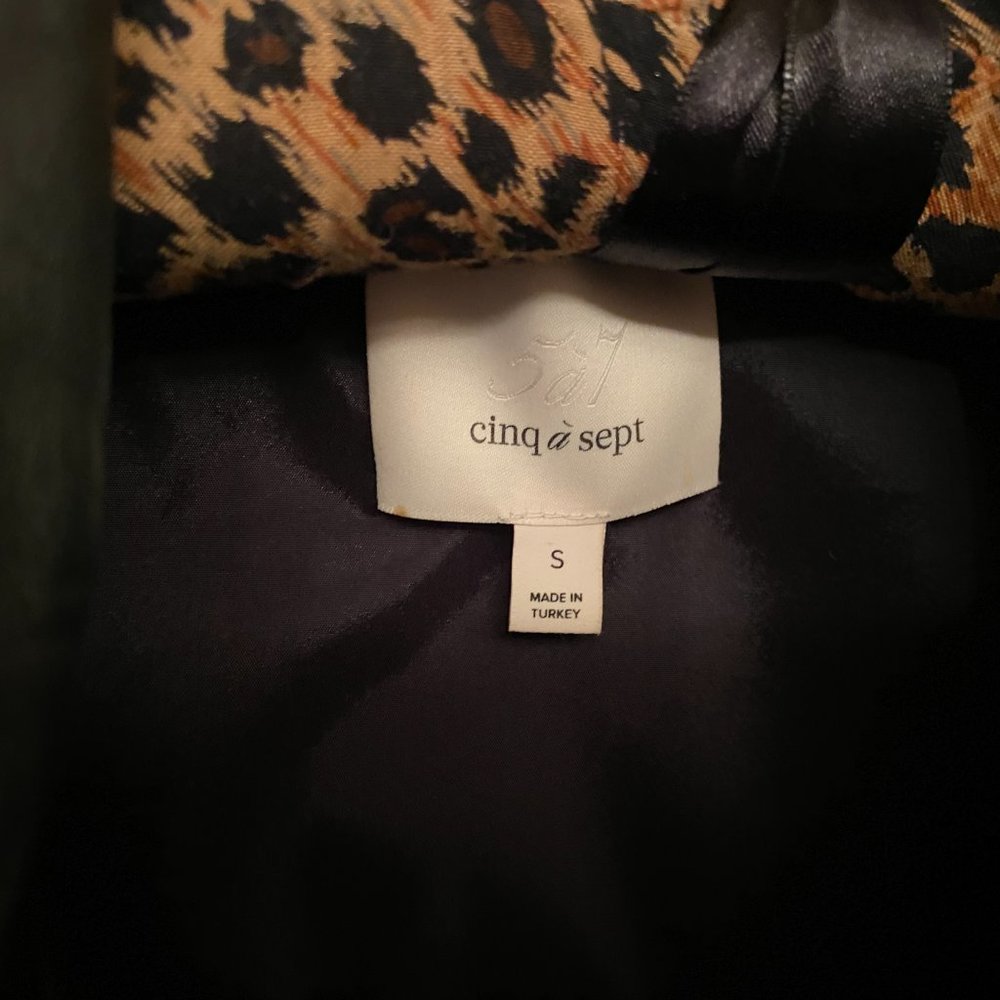 Cinq A Sept Eloise Moto Biker Leather Jacket Ruffled Trim SZ S - Picture 6 of 10